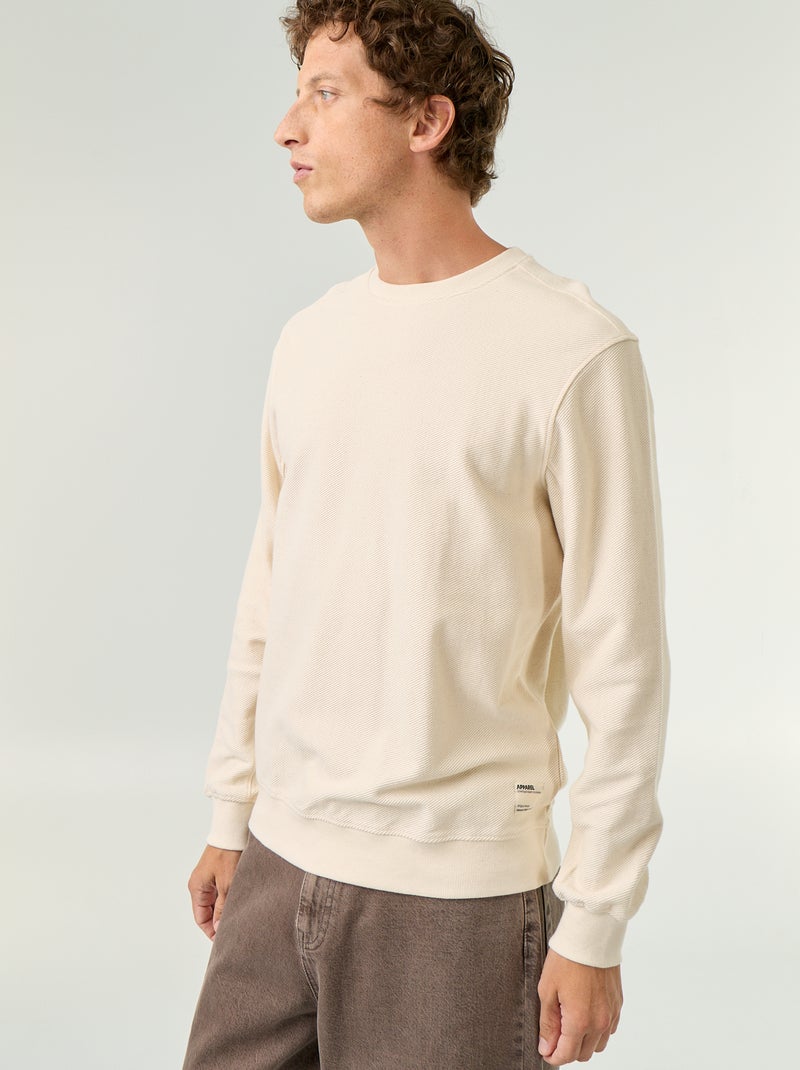 Maglione a costine in maglia fine Bianco - Kiabi