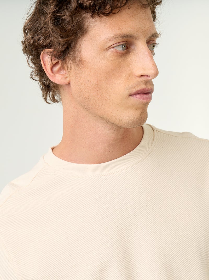 Maglione a costine in maglia fine Bianco - Kiabi