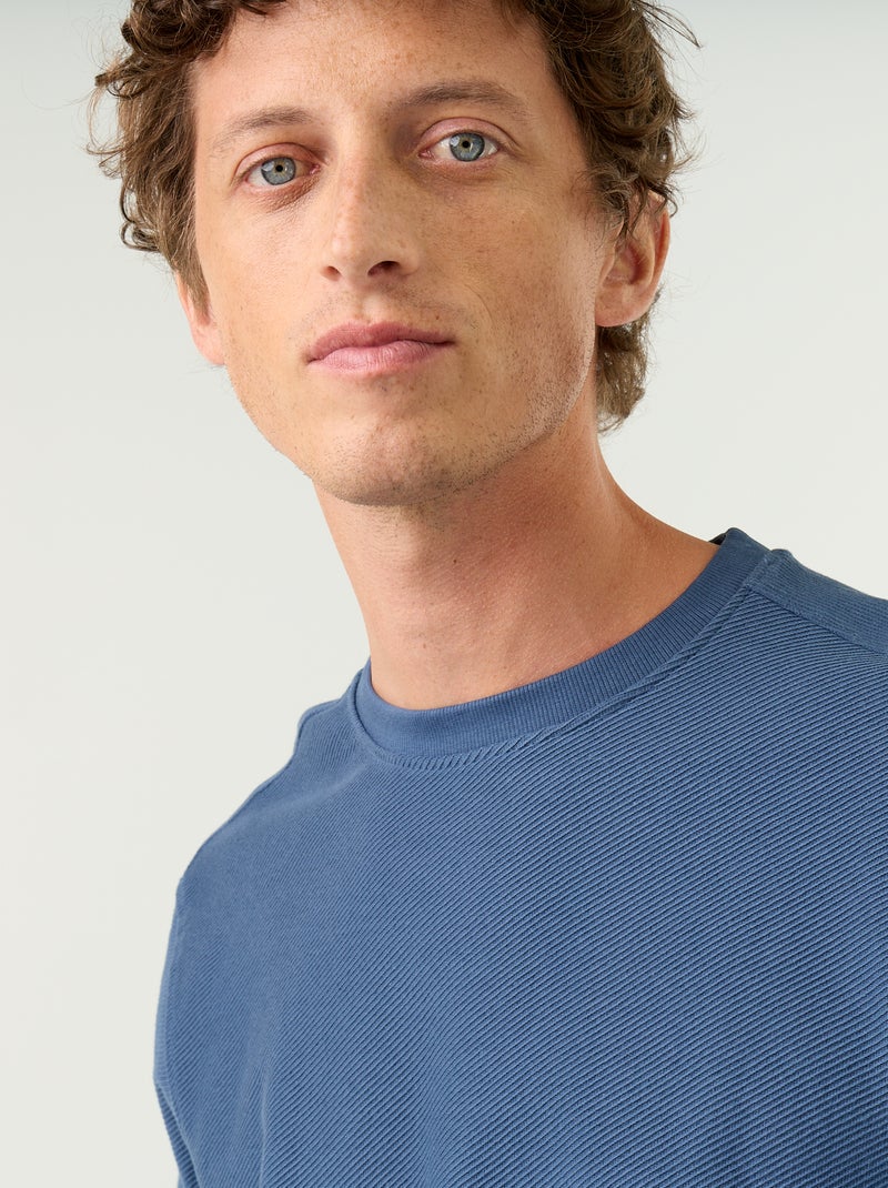 Maglione a costine in maglia fine Blu - Kiabi