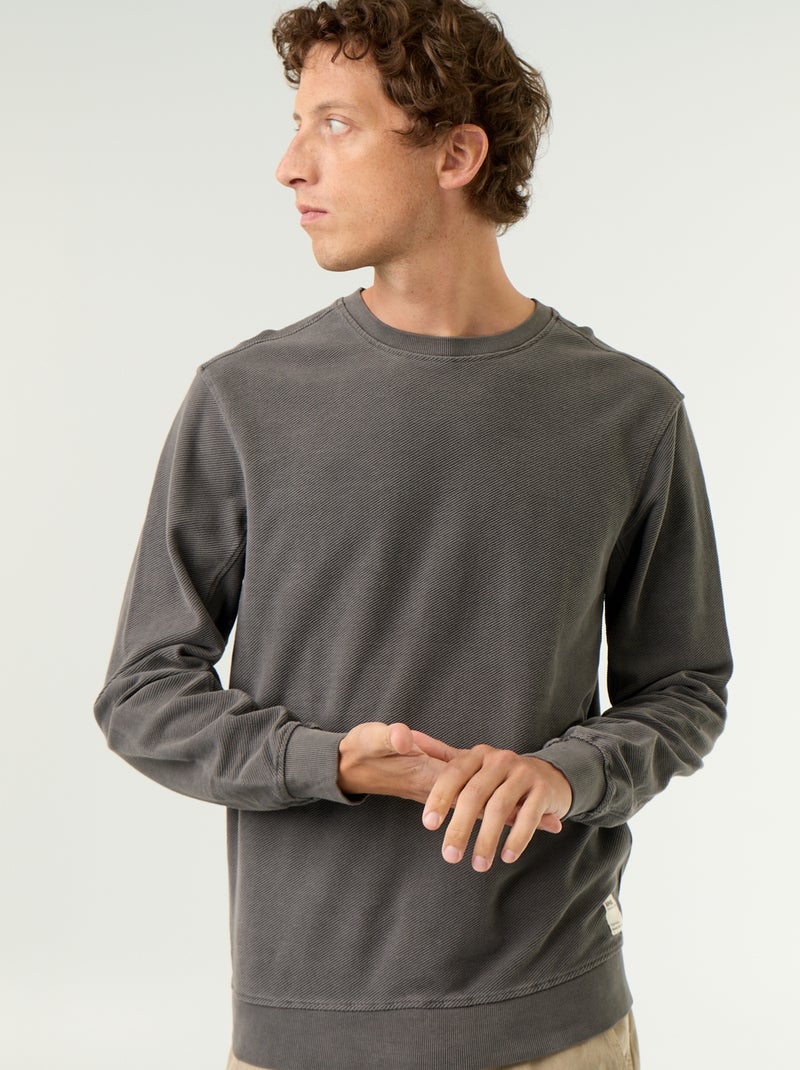 Maglione a costine in maglia fine Grigio - Kiabi