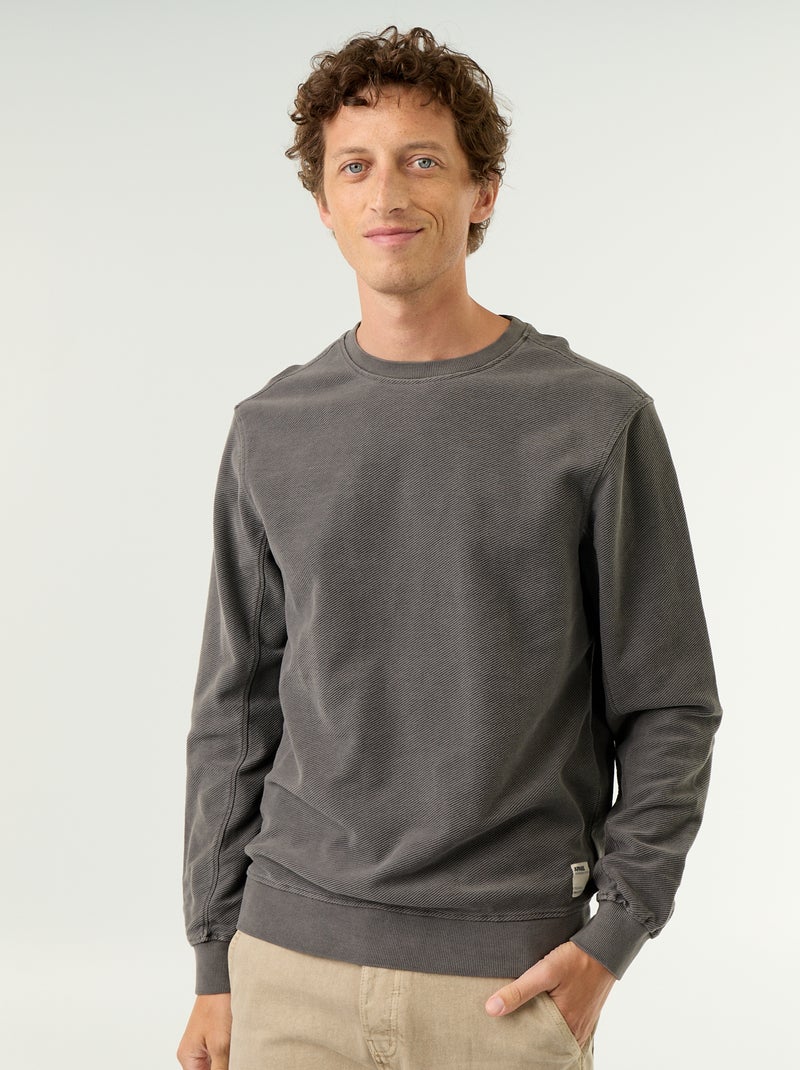 Maglione a costine in maglia fine Grigio - Kiabi