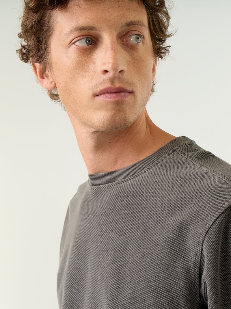 Maglione a costine in maglia fine Grigio - Kiabi