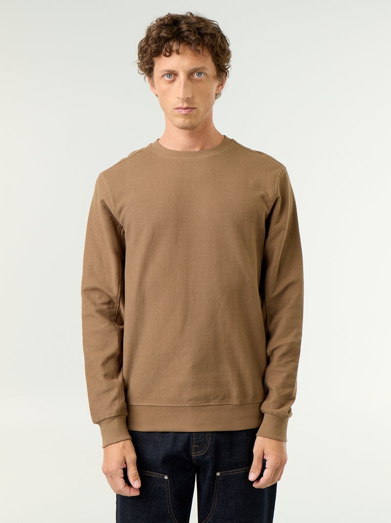 Maglione a costine in maglia fine Marrone - Kiabi
