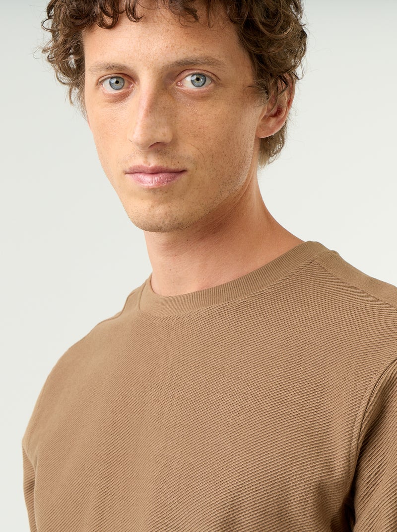 Maglione a costine in maglia fine Marrone - Kiabi