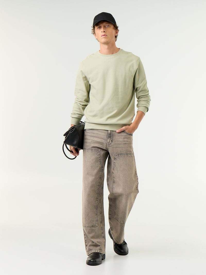 Maglione a costine in maglia fine Verde - Kiabi