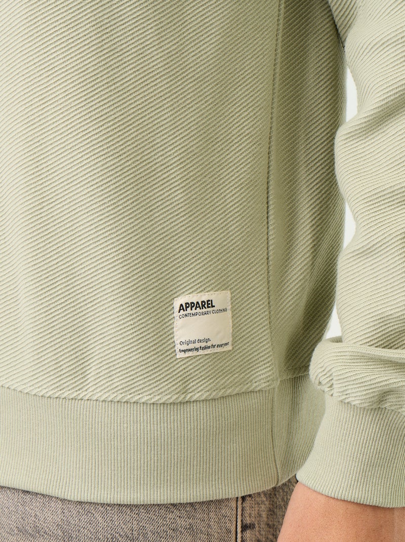 Maglione a costine in maglia fine Verde - Kiabi