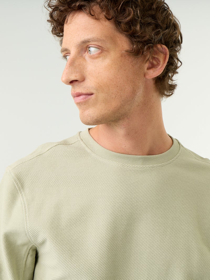 Maglione a costine in maglia fine Verde - Kiabi