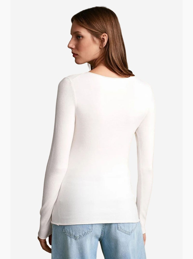 Maglione a costine scollo barca dilvin Bianco sporco - Kiabi