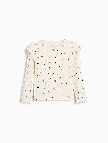 Maglione a costoni con fiori, mo fashion
