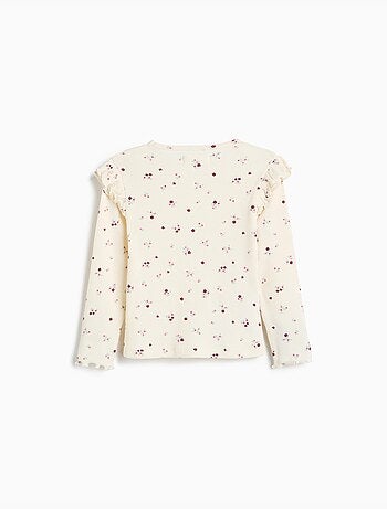 Maglione a costoni con fiori, mo fashion