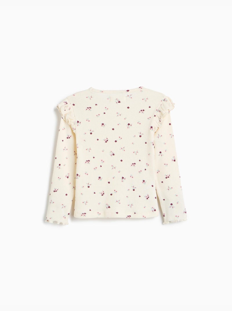 Maglione a costoni con fiori, mo fashion Bianco - Kiabi