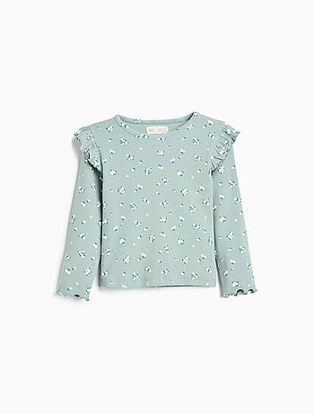 Maglione a costoni con fiori, mo fashion