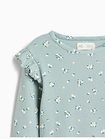 Maglione a costoni con fiori, mo fashion