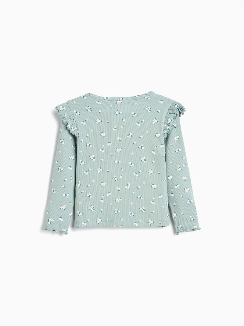 Maglione a costoni con fiori, mo fashion Grigio - Kiabi