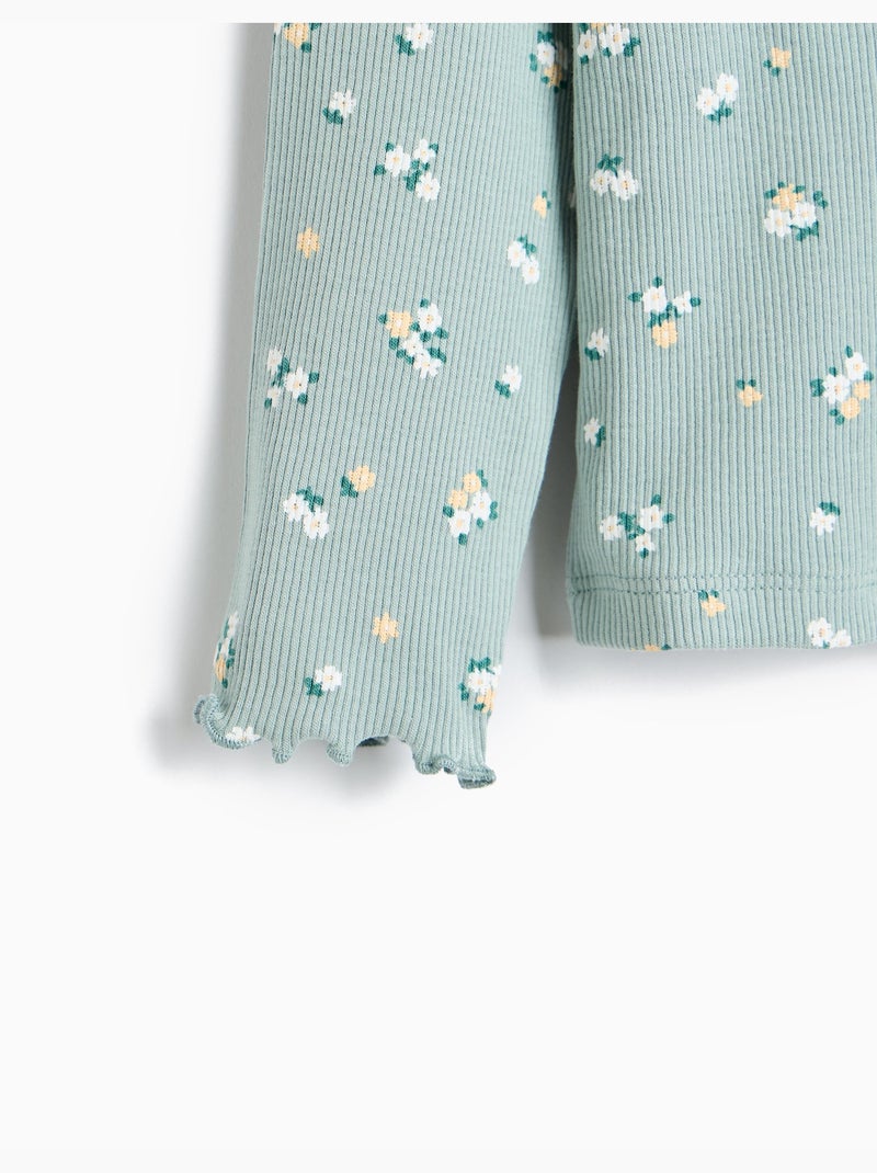 Maglione a costoni con fiori, mo fashion Grigio - Kiabi