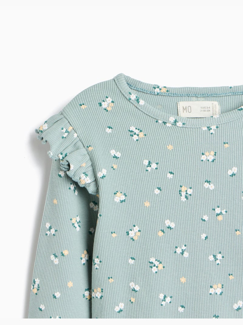 Maglione a costoni con fiori, mo fashion Grigio - Kiabi