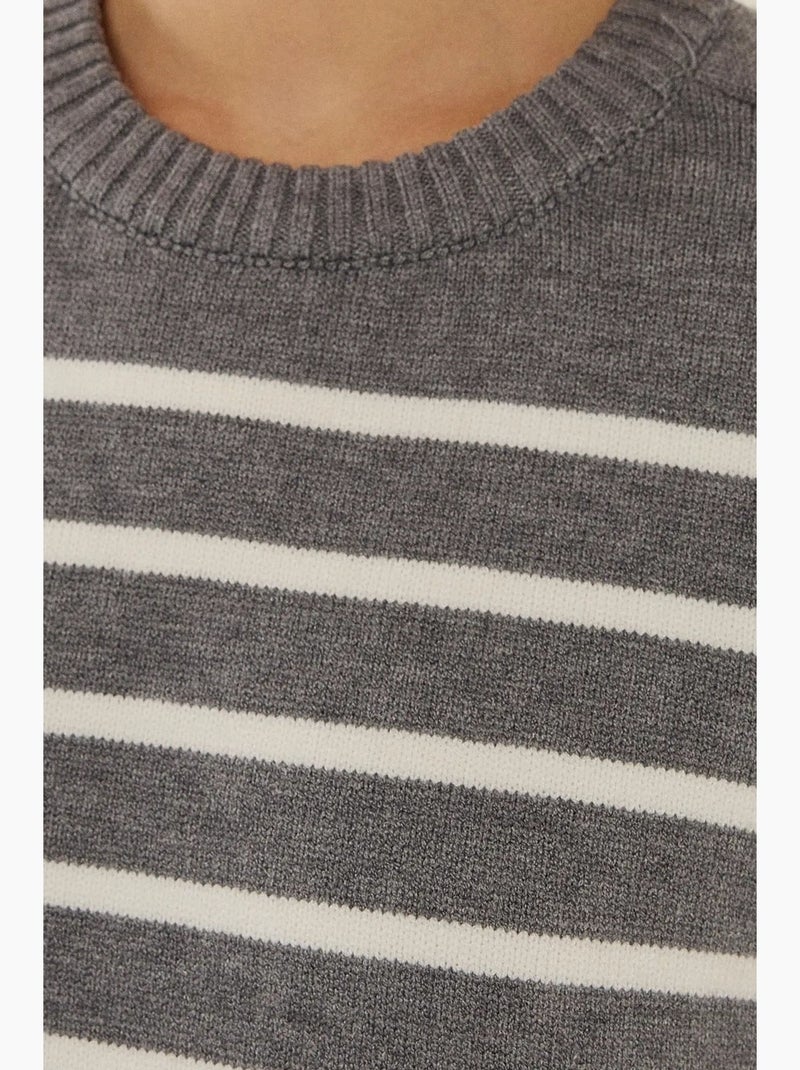 Maglione a girocollo a righe hiccup Grigio - Kiabi