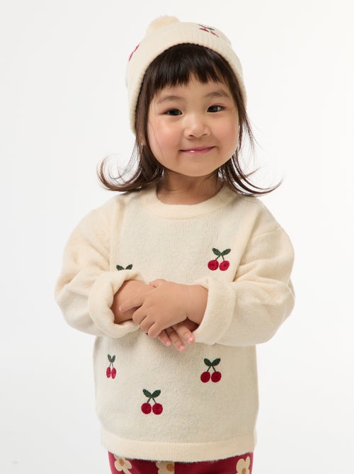 Maglione a girocollo con ricami - Kiabi