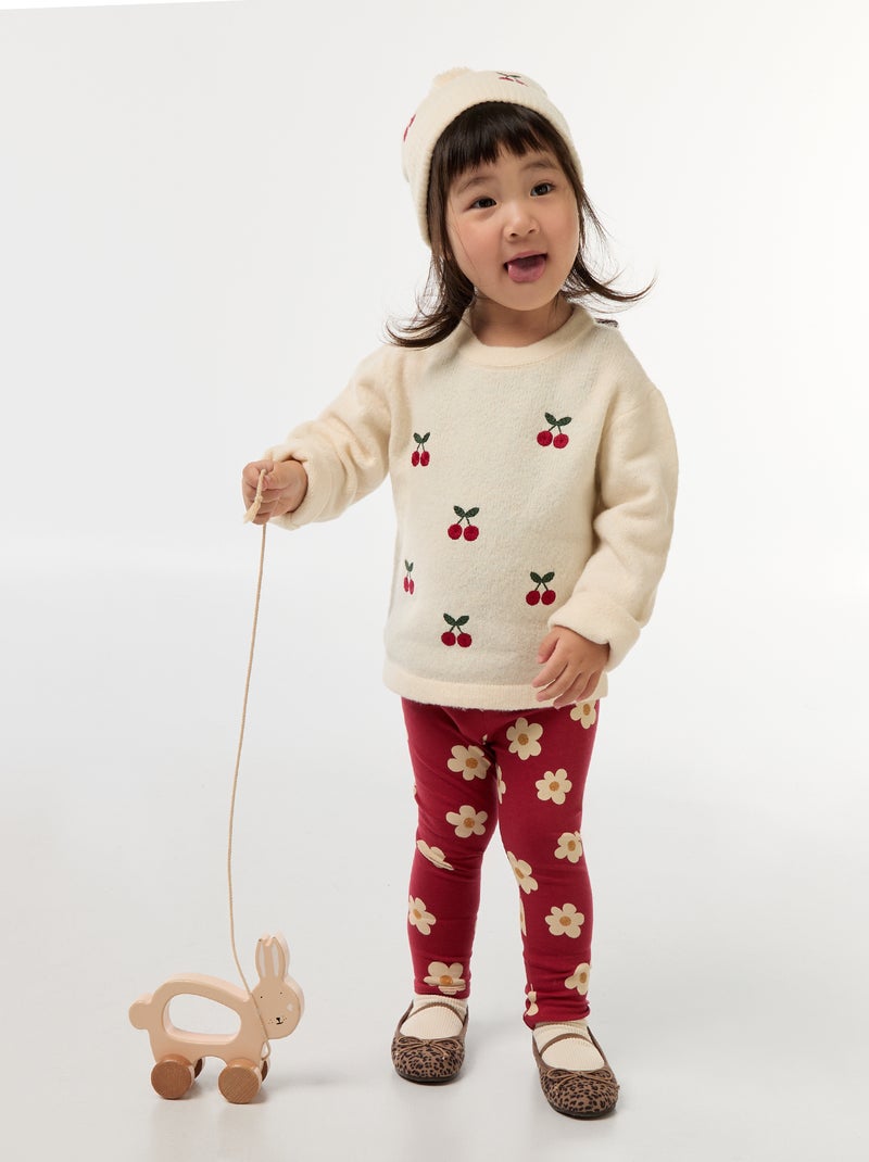 Maglione a girocollo con ricami Bianco - Kiabi