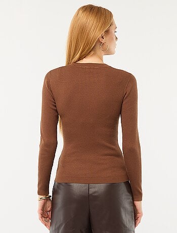 Maglione a girocollo in costina unita