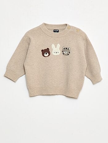 Maglione a girocollo in maglia con ricami