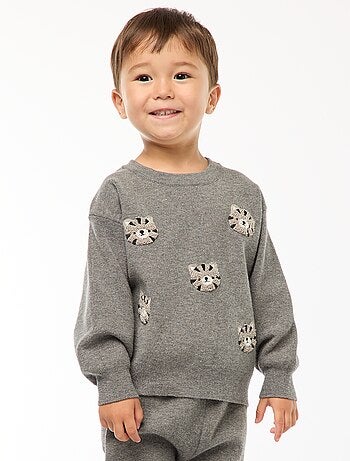 Maglione a girocollo in maglia con ricami