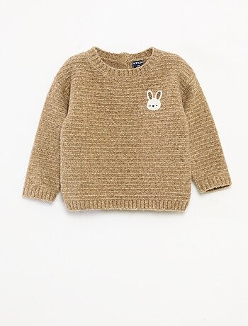 Maglione a girocollo in maglia con ricami sul petto