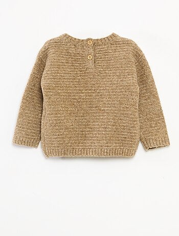 Maglione a girocollo in maglia con ricami sul petto