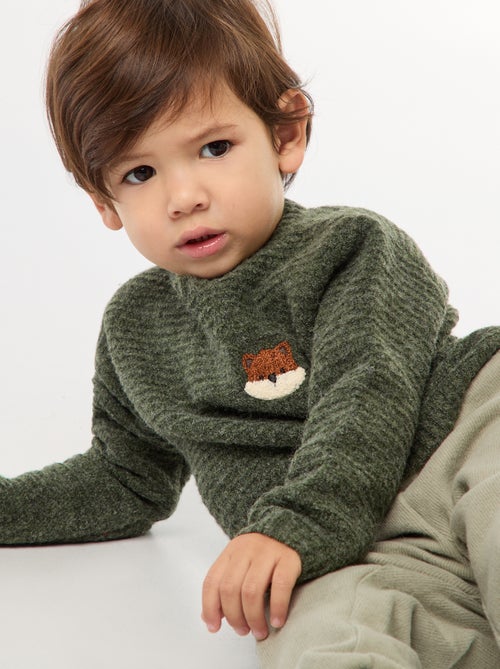 Maglione a girocollo in maglia con ricami sul petto - Kiabi