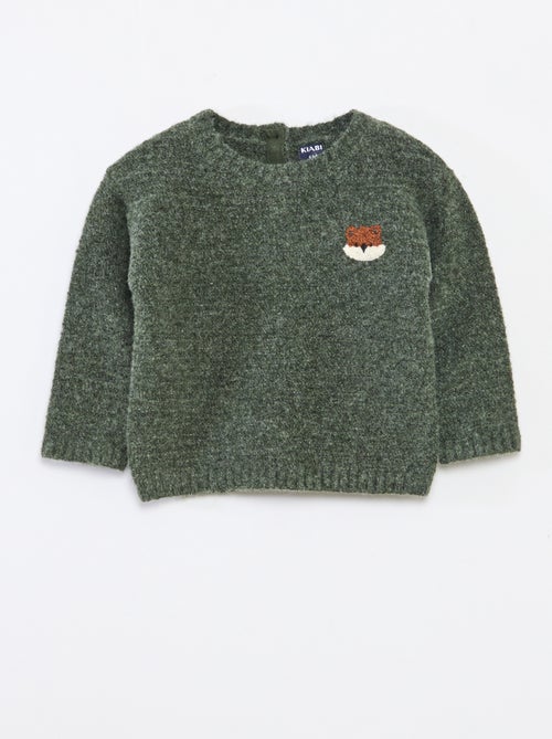 Maglione a girocollo in maglia con ricami sul petto - Kiabi