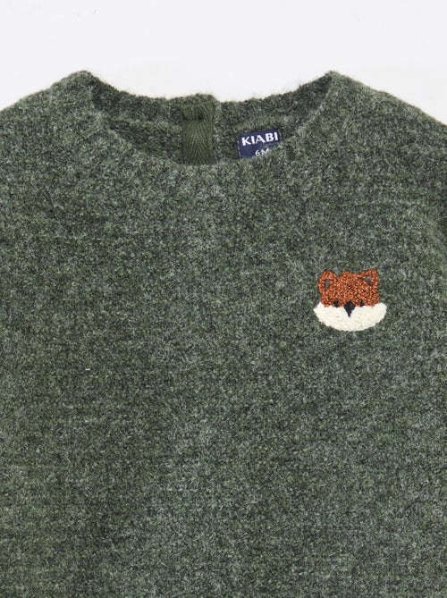 Maglione a girocollo in maglia con ricami sul petto - Kiabi