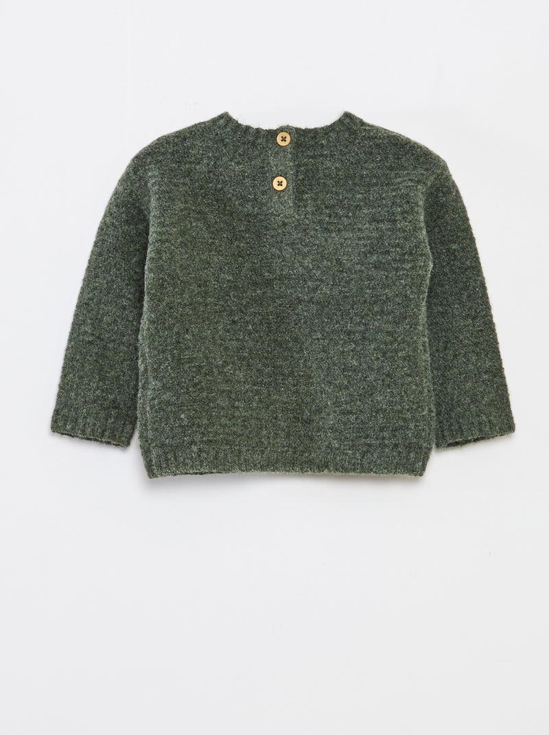 Maglione a girocollo in maglia con ricami sul petto Verde - Kiabi