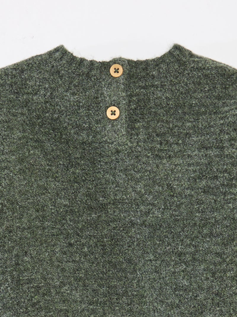 Maglione a girocollo in maglia con ricami sul petto Verde - Kiabi