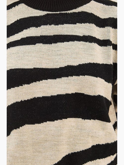 Maglione a girocollo in maglia spessa con stampa zebrata lucci - Kiabi Maglione a girocollo in maglia spessa con stampa zebrata lucci - Kiabi