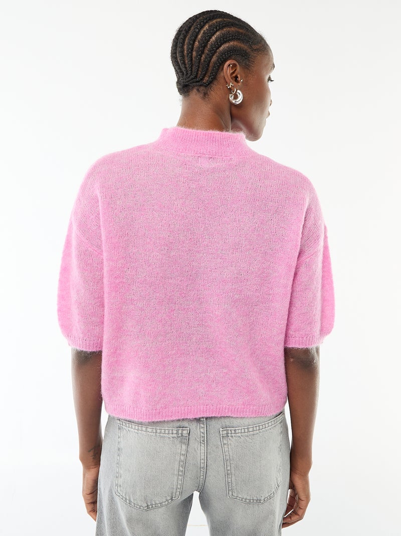 Maglione a girocollo in mohair tinta unita Rosa - Kiabi