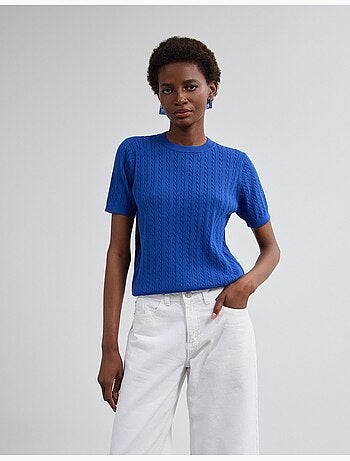 Maglione a maglia a maniche corte, mo fashion