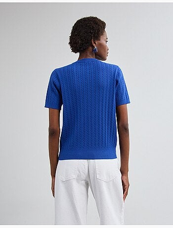 Maglione a maglia a maniche corte, mo fashion