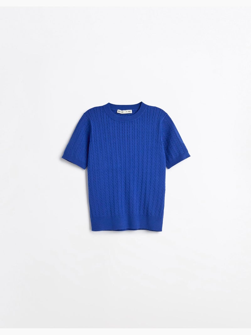Maglione a maglia a maniche corte, mo fashion Blu - Kiabi