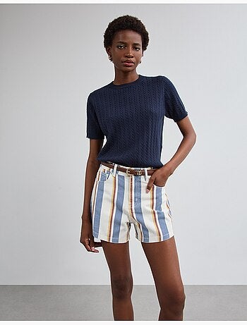 Maglione a maglia a maniche corte, mo fashion