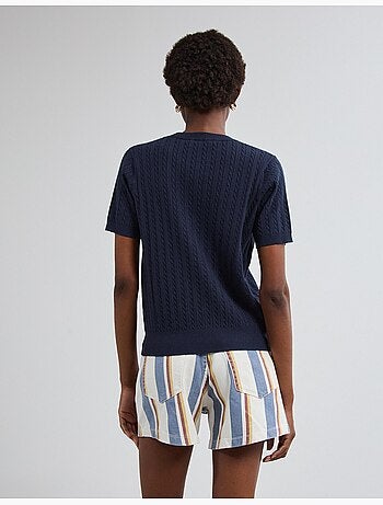 Maglione a maglia a maniche corte, mo fashion