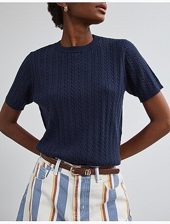 Maglione a maglia a maniche corte, mo fashion