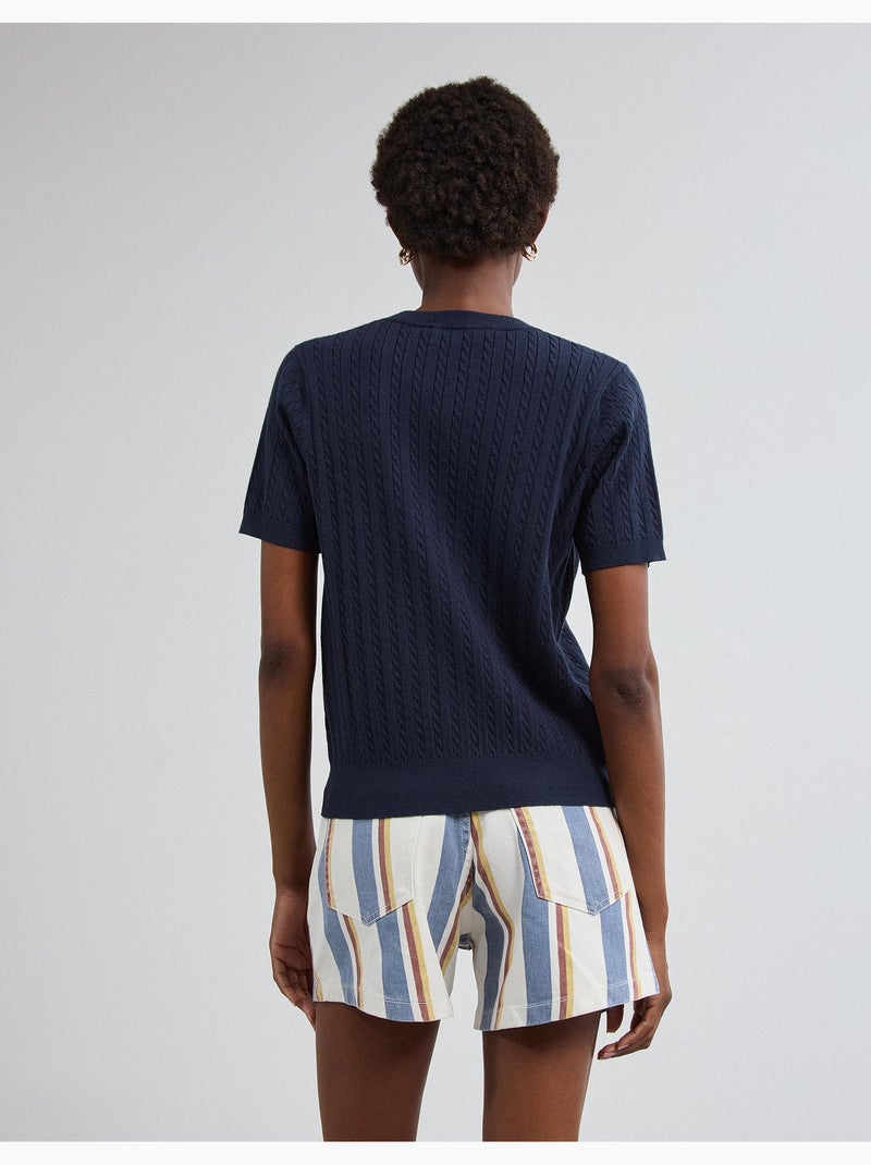 Maglione a maglia a maniche corte, mo fashion Blu - Kiabi