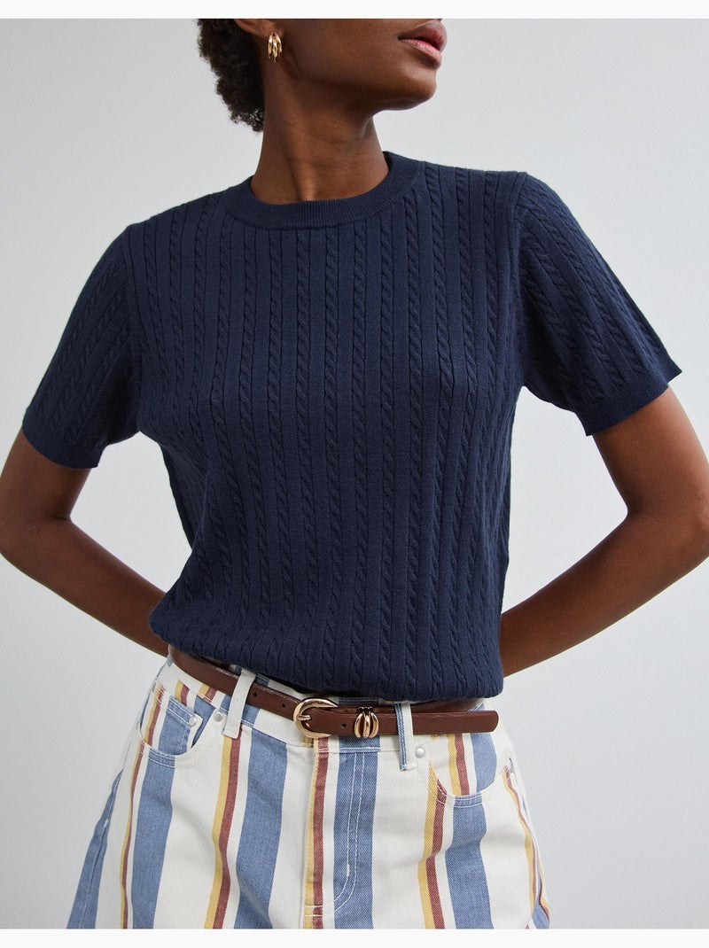 Maglione a maglia a maniche corte, mo fashion Blu - Kiabi
