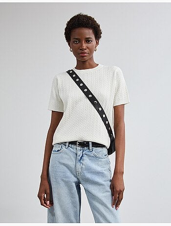 Maglione a maglia a maniche corte, mo fashion