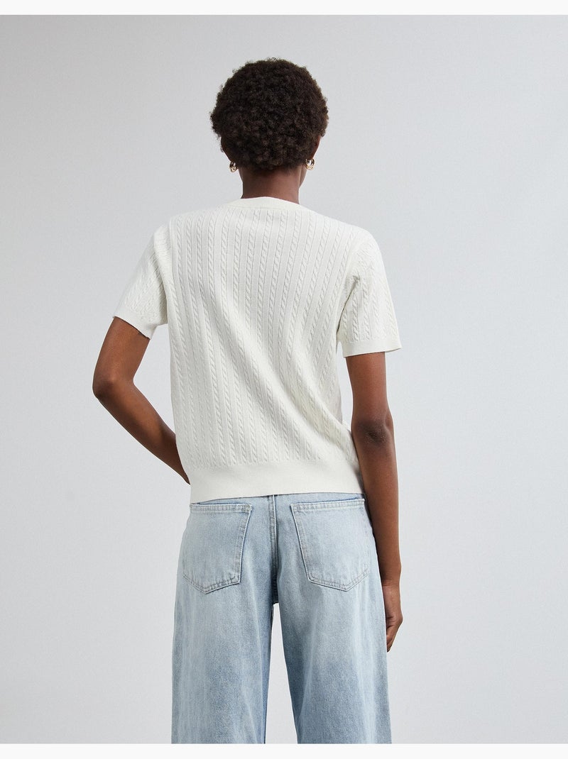 Maglione a maglia a maniche corte, mo fashion Ecru - Kiabi