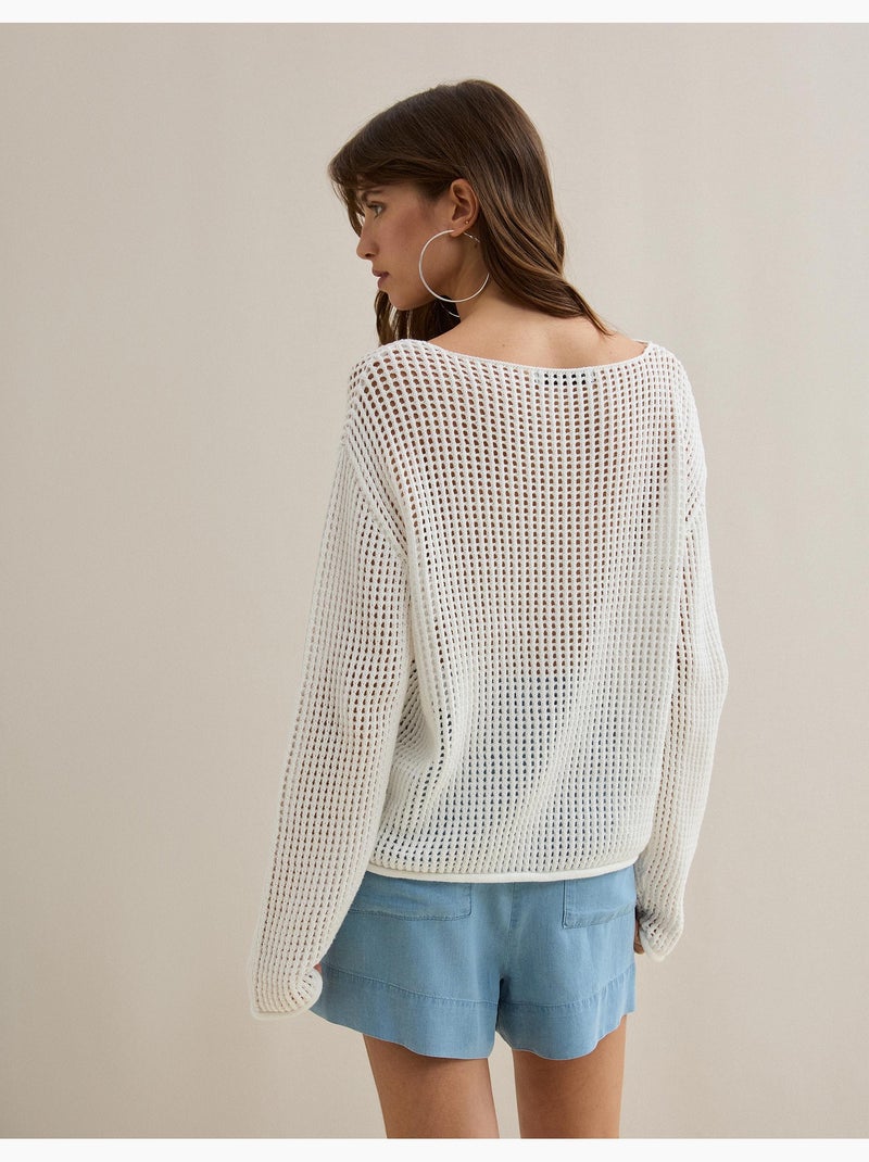 Maglione a maglia all'uncinetto, MO Fashion Bianco - Kiabi