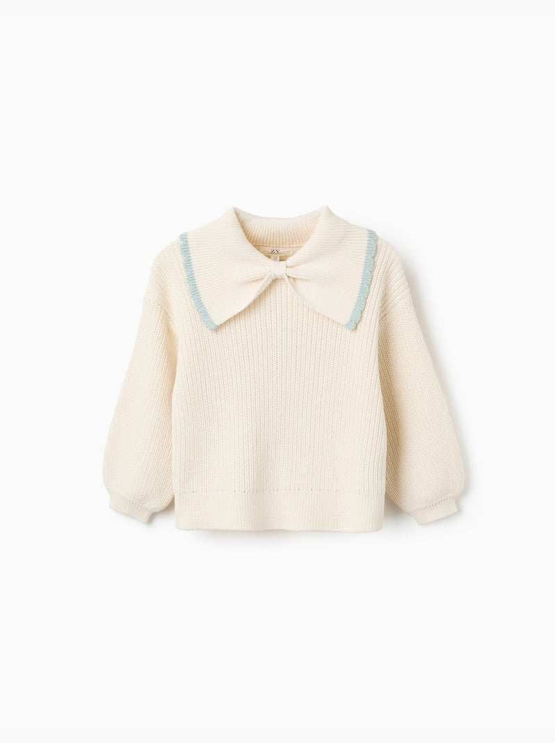 Maglione a maglia con collar a forma di fiocco Bianco - Kiabi