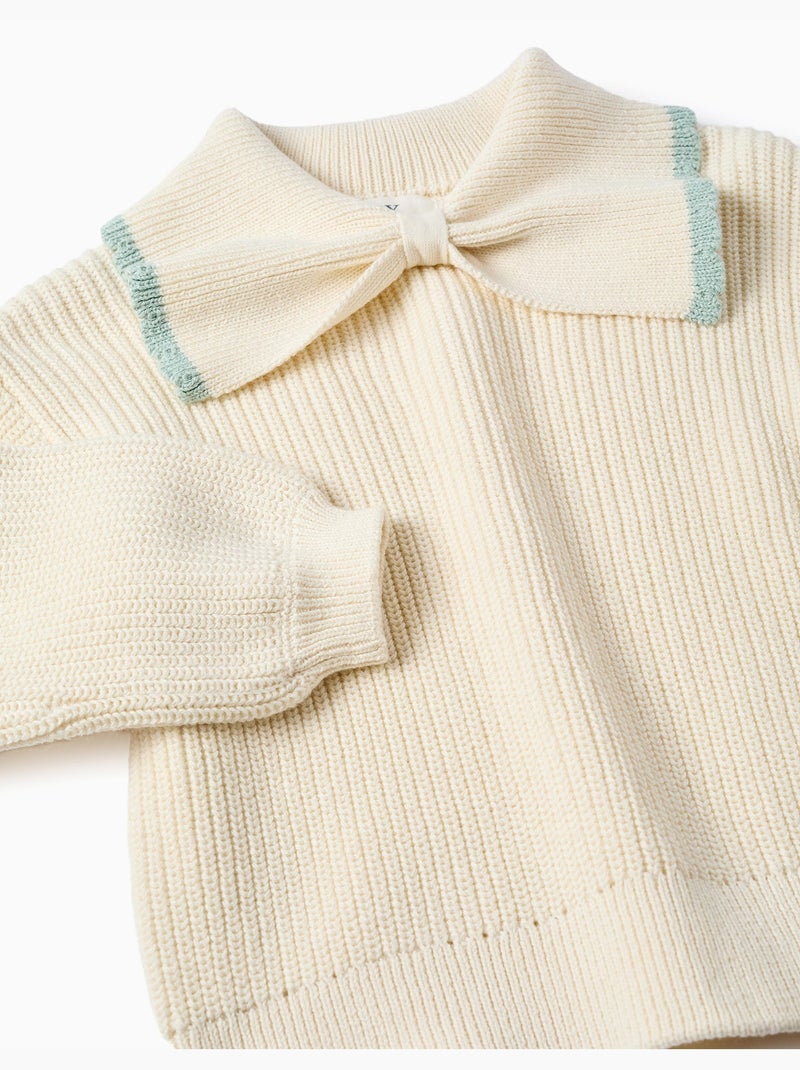 Maglione a maglia con collar a forma di fiocco Bianco - Kiabi