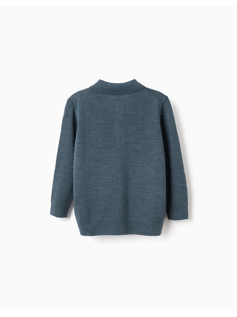 Maglione a maglia con collo polo Blu scuro - Kiabi