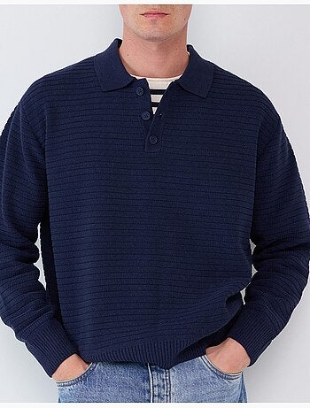 Maglione a maglia con collo polo, mo fashion